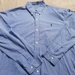 Polo Ralph Lauren Gingham Check Blue Horse Mens XL